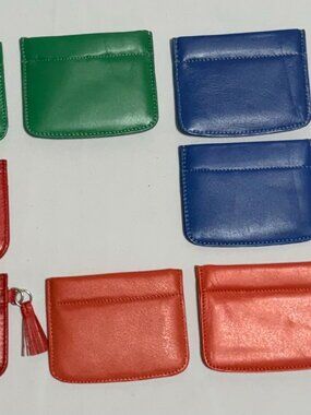 Lot of 10 Winn Leather Squeeze Coin Pouch ID Holders Multicolored Wholesale New